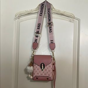 Pink Quilted Crossbody Bag with Adjustable Strap